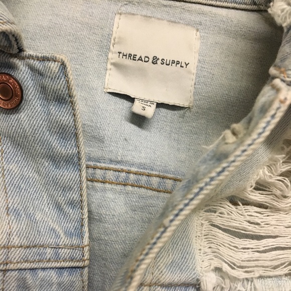 Thread & Supply Distressed Denim Jacket S - Picture 2 of 5